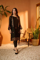 DA-1644 BLACK EMBROIDERED KURTA